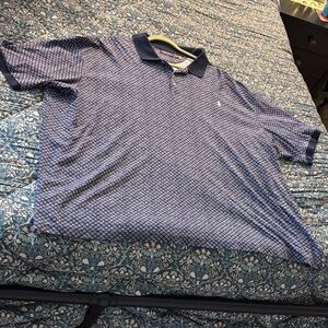 Polo by Ralph Lauren Men's Blue Patterned Polo Shirt (Size 5X Big)